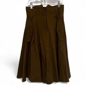 Y2K French Connection Brown A Line Midi Skirt